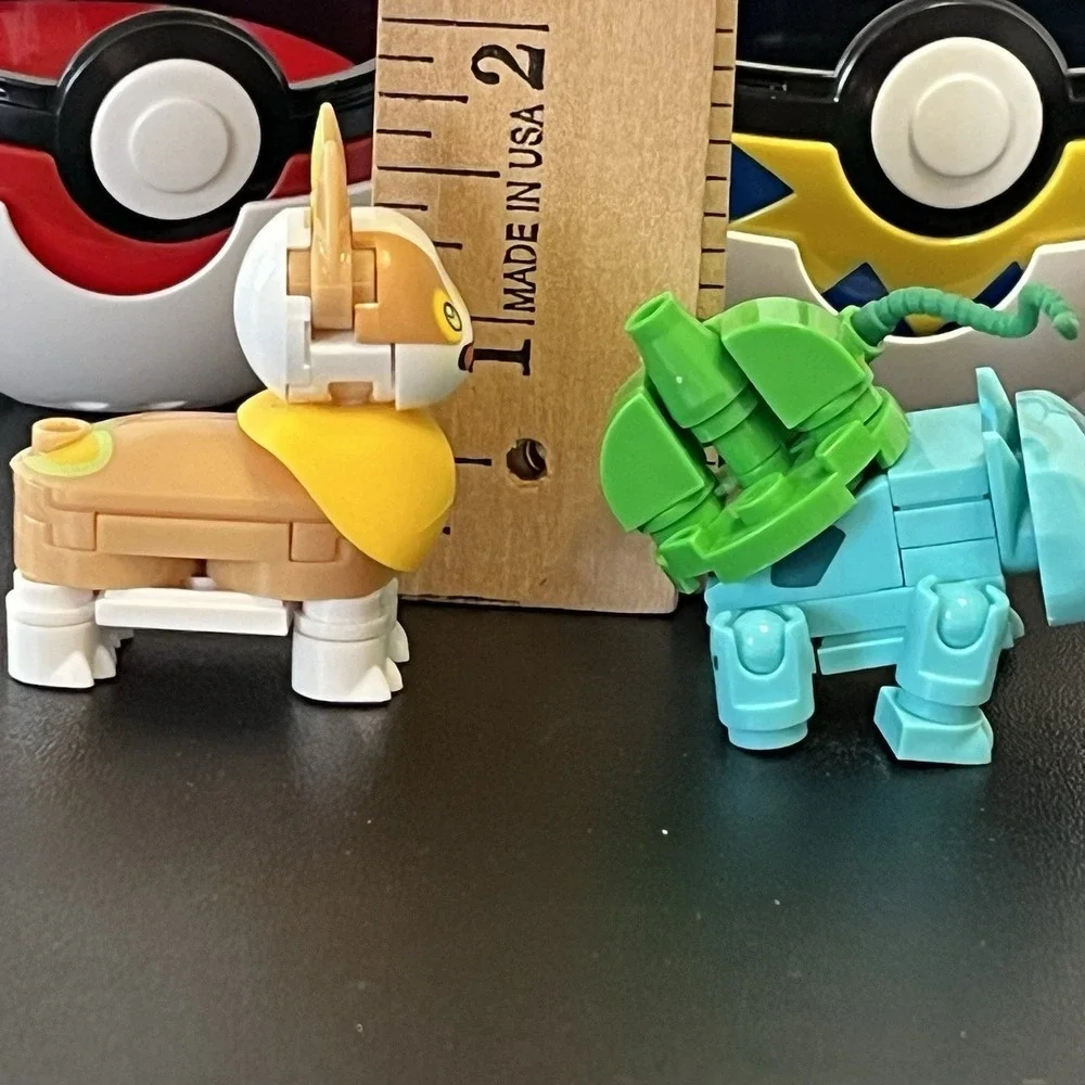 Pokemon Ball MEGA Bloks Construx Yamper Balbasaur Figures Lot Of 2 Blue Red
